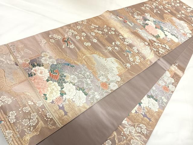 平和屋着物◎六通柄袋帯　唐織　能衣道長格天文　九百錦　金糸　正絹　逸品　AABK0949yx