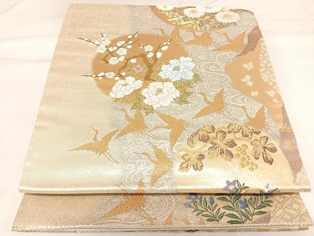 平和屋着物◎六通柄袋帯　唐織　琳派白図　金銀糸　正絹　逸品　AABK0954yx