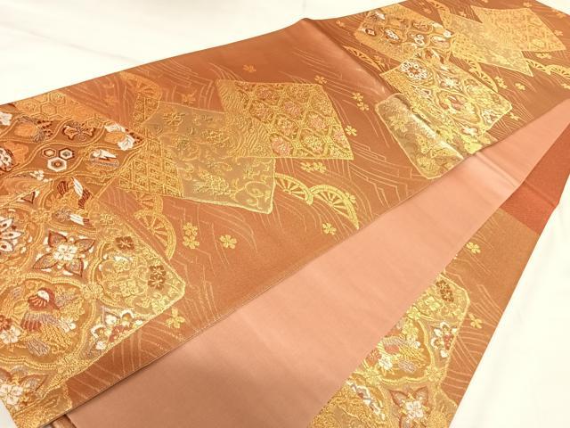 平和屋着物◎六通柄袋帯　唐織　花宝づくし　金糸　正絹　逸品　AABK0956yx