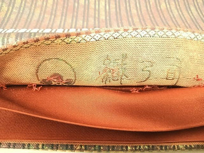 平和屋着物◎六通柄袋帯　織弓司　更紗花唐草文　金糸　正絹　逸品　AABK0967yx