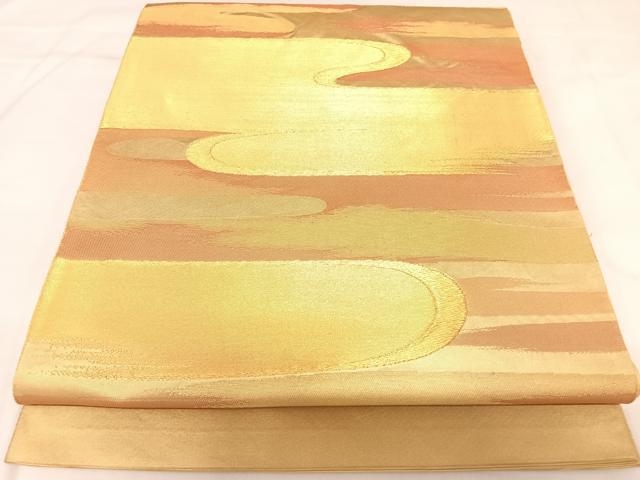 平和屋着物◎太鼓柄袋帯　霞文　金糸　正絹　逸品　AABK0969yx