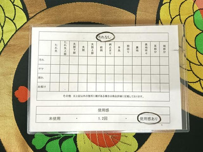 平和屋着物◎全通柄本袋帯　唐織　花丸文　黒地　金糸　正絹　逸品　AABK0974yx