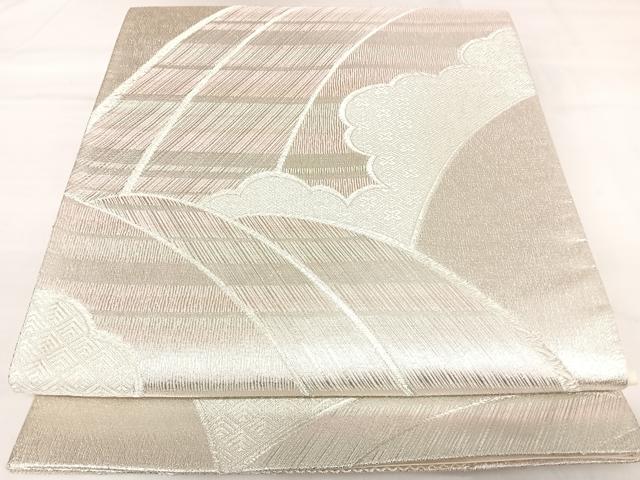 平和屋着物◎佐賀つづれ　六通柄袋帯　雲重ね文　九百錦　銀糸　正絹　逸品　AABK0978yx