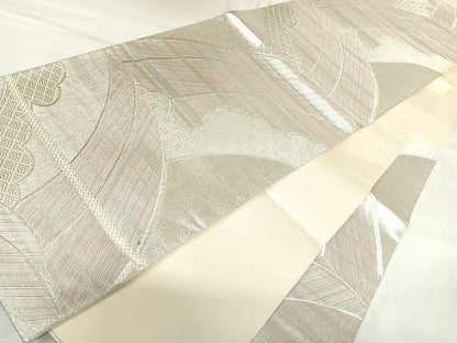 平和屋着物◎佐賀つづれ　六通柄袋帯　雲重ね文　九百錦　銀糸　正絹　逸品　AABK0978yx