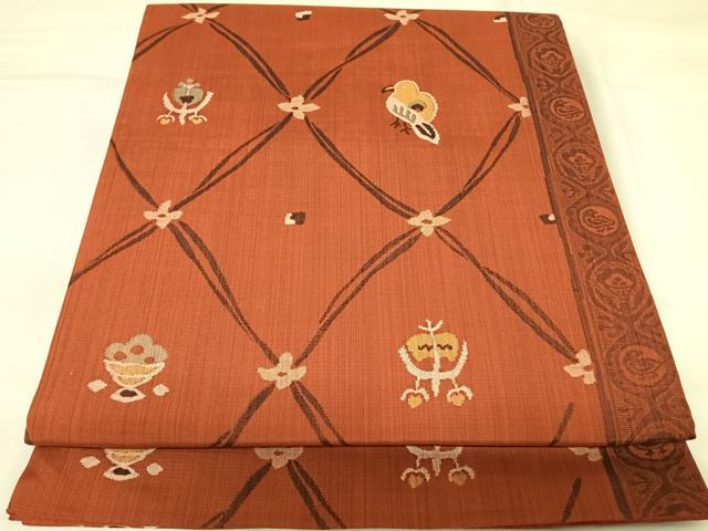 平和屋着物◎六通柄袋帯　五竜　花鳥文　正絹　逸品　AABK0979yx