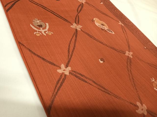 平和屋着物◎六通柄袋帯　五竜　花鳥文　正絹　逸品　AABK0979yx