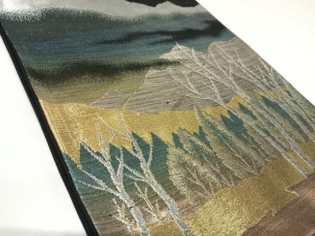 平和屋着物◎六通柄袋帯　遠山風景文　金銀糸　正絹　逸品　AABK0982yx