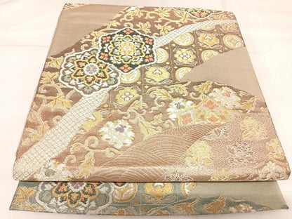平和屋着物◎六通柄袋帯　舞花文　金銀糸　正絹　逸品　AABK0984yx
