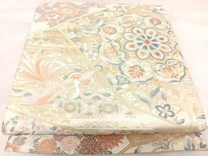 平和屋着物◎六通柄袋帯　唐織　正倉院鳳凰花文　金糸　正絹　逸品　AABK0985yx