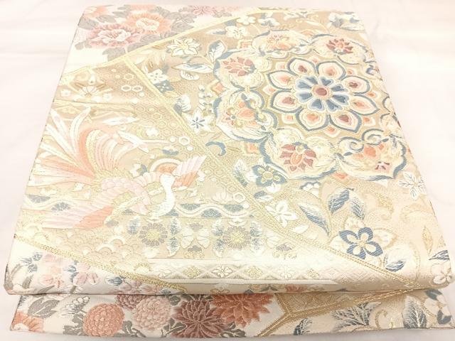 平和屋着物◎六通柄袋帯　唐織　正倉院鳳凰花文　金糸　正絹　逸品　AABK0985yx