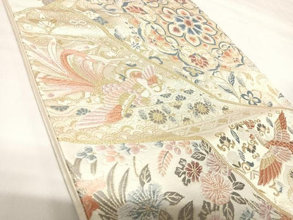 平和屋着物◎六通柄袋帯　唐織　正倉院鳳凰花文　金糸　正絹　逸品　AABK0985yx