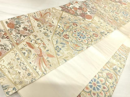 平和屋着物◎六通柄袋帯　唐織　正倉院鳳凰花文　金糸　正絹　逸品　AABK0985yx