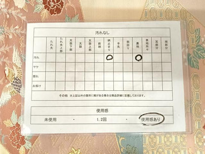 平和屋着物◎六通柄袋帯　唐織　彩花裂取り文　金綾錦　正絹　逸品　AABK0993yx