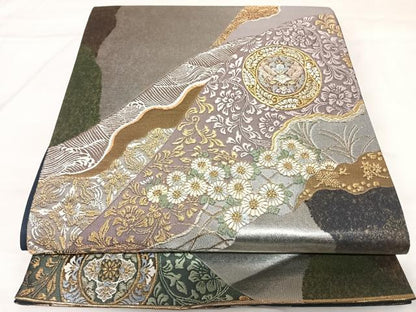 平和屋着物◎六通柄袋帯　唐織　山重正倉文　金銀糸　正絹　逸品　AABK0994yx