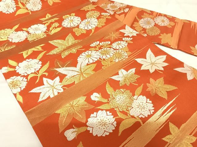 平和屋着物◎九寸名古屋帯　唐織　霞花文　金銀糸　正絹　逸品　AABK1000yx
