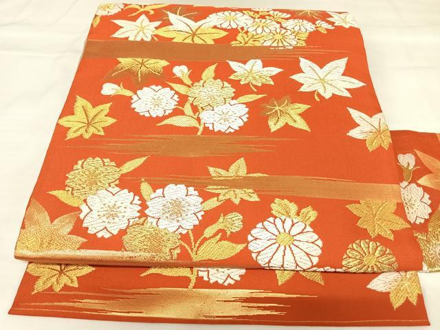 平和屋着物◎九寸名古屋帯　唐織　霞花文　金銀糸　正絹　逸品　AABK1000yx