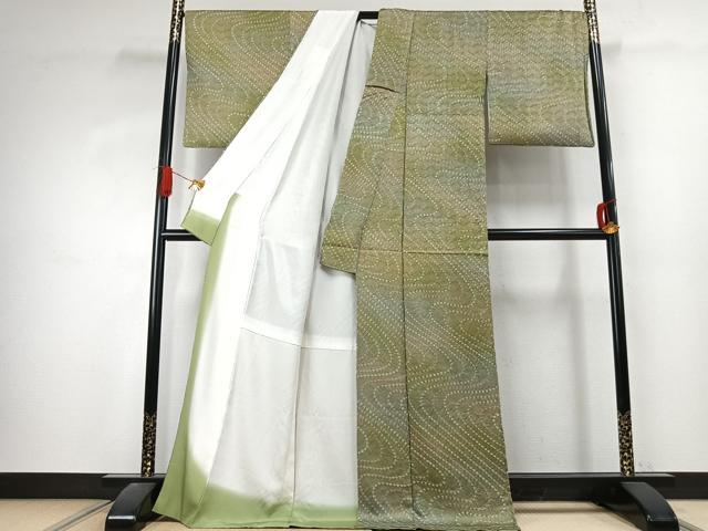 平和屋着物●上質な小紋　総絞り　流水文　暈し染め　ロング丈　正絹　逸品　AABK1002fy