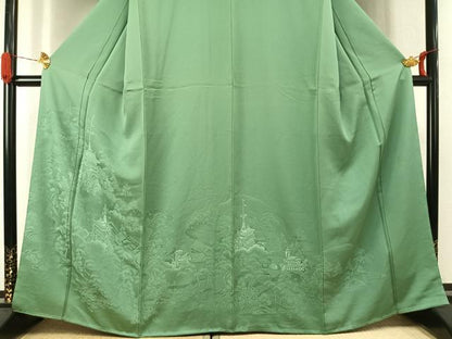 平和屋着物●色留訪問着　祇園祭　浅緑色　正絹　逸品　AABK1003fy