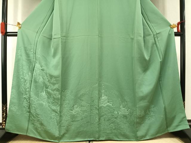 平和屋着物●色留訪問着　祇園祭　浅緑色　正絹　逸品　AABK1003fy