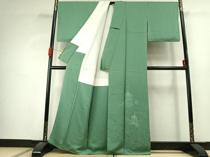 平和屋着物●色留訪問着　祇園祭　浅緑色　正絹　逸品　AABK1003fy