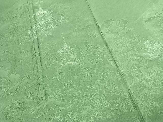 平和屋着物●色留訪問着　祇園祭　浅緑色　正絹　逸品　AABK1003fy