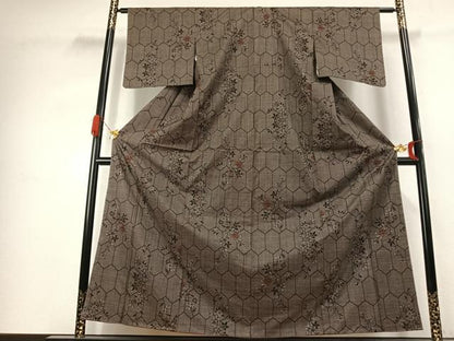 平和屋着物●本場大島紬　7マルキ　草花文　正絹　逸品　AABK1004fy