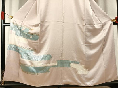 平和屋着物●訪問着　絞り　刺繍　霞取り吉祥文　銀彩　正絹　逸品　AABK1005fy