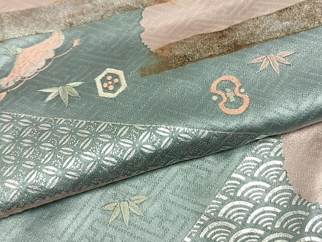 平和屋着物●訪問着　絞り　刺繍　霞取り吉祥文　銀彩　正絹　逸品　AABK1005fy