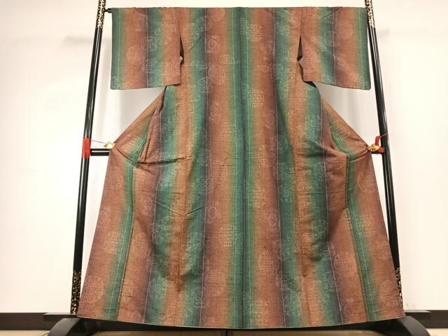 平和屋着物●上質な紬　吉祥間道　正絹　逸品　AABK1008fy