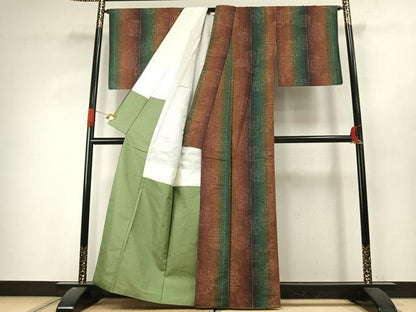 平和屋着物●上質な紬　吉祥間道　正絹　逸品　AABK1008fy