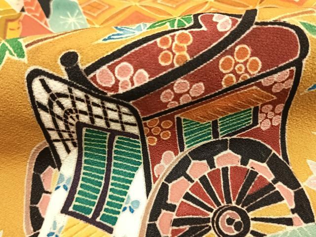 平和屋着物●本加賀友禅作家　中正勲　黒留袖　地紙御所車花鳥文　正絹　逸品　AABK1010fy