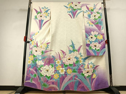平和屋着物●豪華振袖　草花文　暈し染め　金彩　正絹　逸品　AABK1011fy