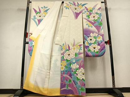 平和屋着物●豪華振袖　草花文　暈し染め　金彩　正絹　逸品　AABK1011fy