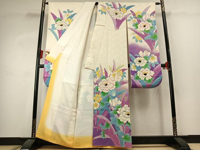 平和屋着物●豪華振袖　草花文　暈し染め　金彩　正絹　逸品　AABK1011fy