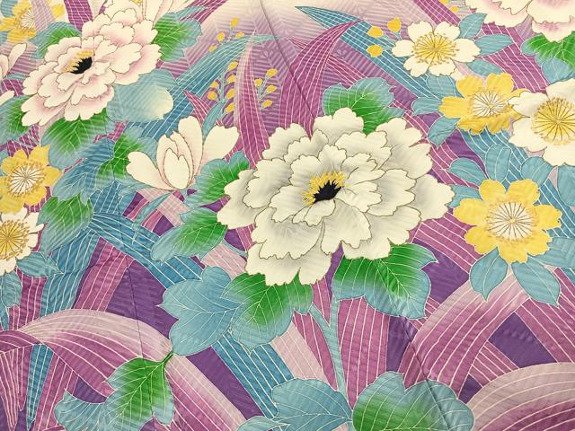 平和屋着物●豪華振袖　草花文　暈し染め　金彩　正絹　逸品　AABK1011fy