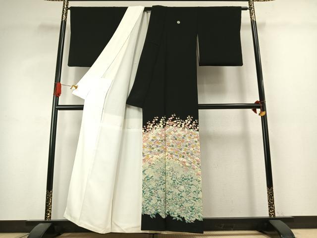 平和屋着物●本加賀友禅作家　百貫華峰　黒留袖　枝梅文　暈し染め　正絹　逸品　AABK1014fy