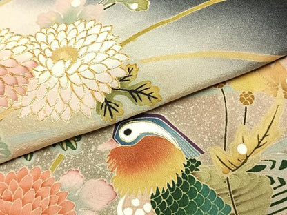 平和屋着物●豪華黒留袖　駒刺繍　花鳥文　暈し染め　金彩　正絹　逸品　未使用　AABK1019fy