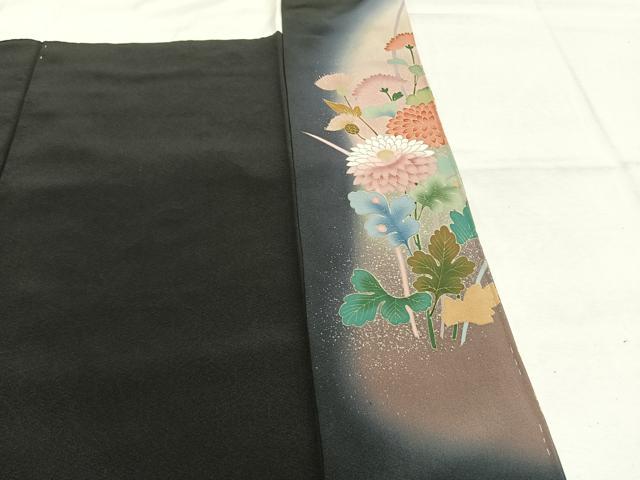 平和屋着物●豪華黒留袖　駒刺繍　花鳥文　暈し染め　金彩　正絹　逸品　未使用　AABK1019fy