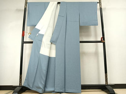 平和屋着物●上質な色無地　草花地紋　秘色色　正絹　逸品　未使用　AABK1021fy
