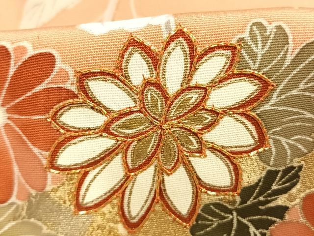 平和屋着物●創業460年・千總　訪問着　駒刺繍　草花文　暈し染め　金彩　正絹　逸品　AABK1025fy