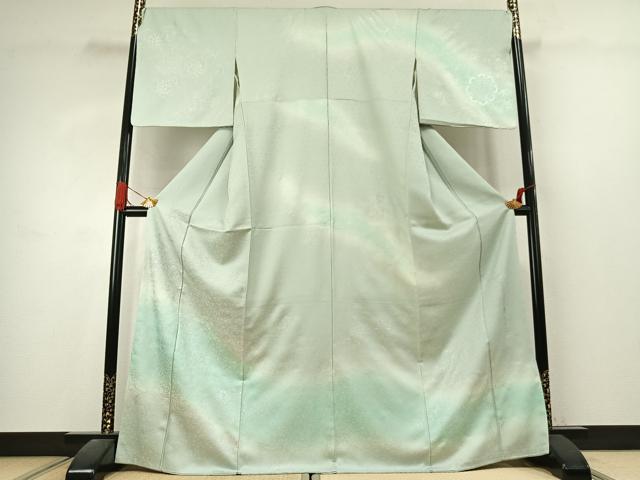 平和屋着物●京都　弥勒　MIROKU　訪問着　吉祥花唐草文　暈し染め　銀彩　正絹　逸品　未使用　AABK1027fy