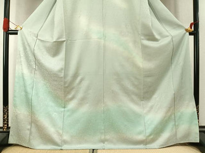 平和屋着物●京都　弥勒　MIROKU　訪問着　吉祥花唐草文　暈し染め　銀彩　正絹　逸品　未使用　AABK1027fy