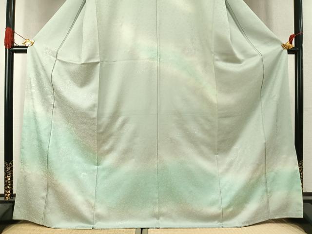 平和屋着物●京都　弥勒　MIROKU　訪問着　吉祥花唐草文　暈し染め　銀彩　正絹　逸品　未使用　AABK1027fy