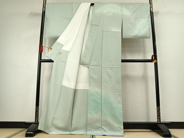 平和屋着物●京都　弥勒　MIROKU　訪問着　吉祥花唐草文　暈し染め　銀彩　正絹　逸品　未使用　AABK1027fy
