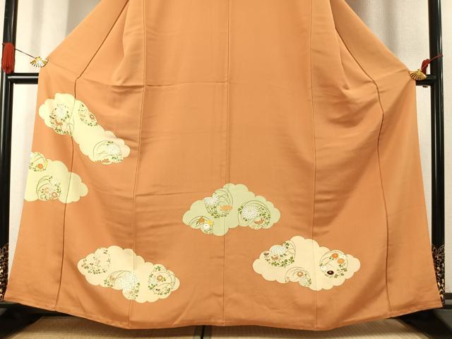 平和屋着物●銀座　志ま亀　訪問着　雲取り花文　金彩　たとう紙付き　正絹　逸品　AABK1028fy