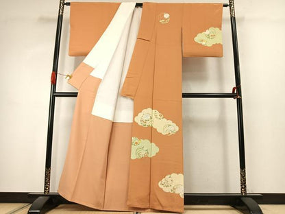 平和屋着物●銀座　志ま亀　訪問着　雲取り花文　金彩　たとう紙付き　正絹　逸品　AABK1028fy