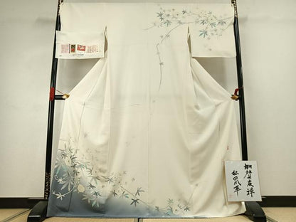 平和屋着物●加賀友禅　松田風華　訪問着　枝花文　暈し染め　ますいわ屋扱い　証紙・色紙付き　ロング丈　正絹　逸品　AABK1029fy