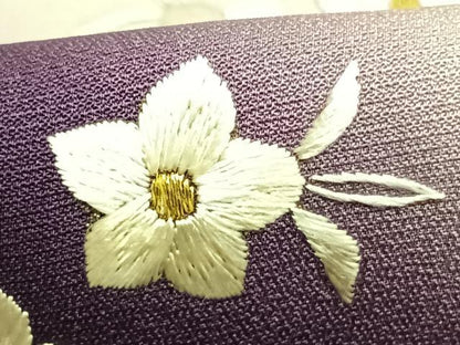 平和屋着物●訪問着　総刺繍　草花文　暈し染め　金糸　ロング丈　正絹　逸品　AABK1030fy