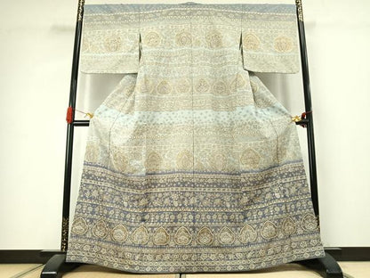 平和屋着物●訪問着　中国三大刺繍　汕頭刺繍　スワトウ刺繍　総刺繍　吉祥花文　暈し染め　金糸　正絹　逸品　AABK1031fy