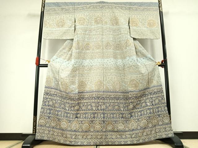 平和屋着物●訪問着　中国三大刺繍　汕頭刺繍　スワトウ刺繍　総刺繍　吉祥花文　暈し染め　金糸　正絹　逸品　AABK1031fy